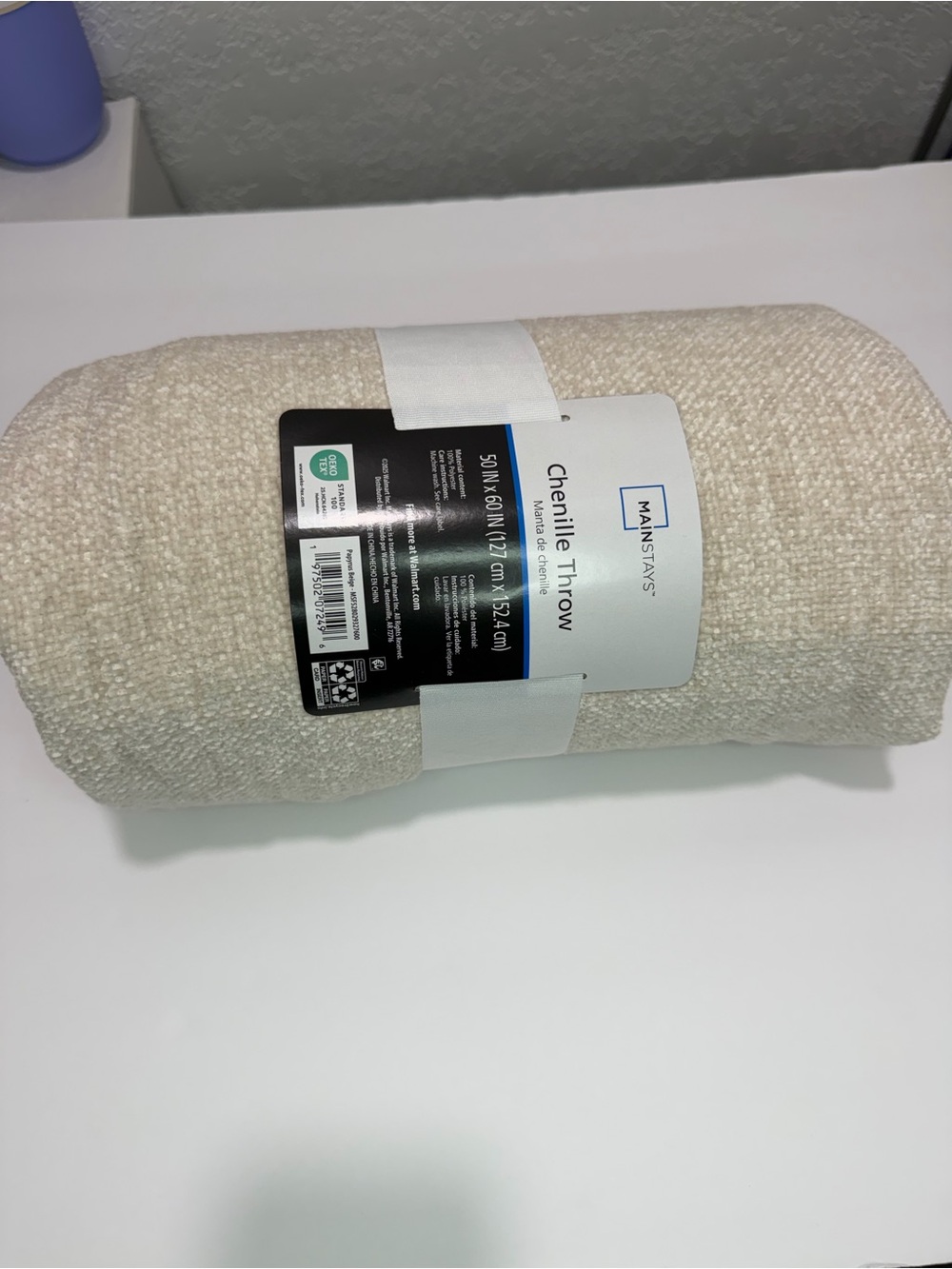 Mainstays Neutral Cream Chenille Throw Blanket